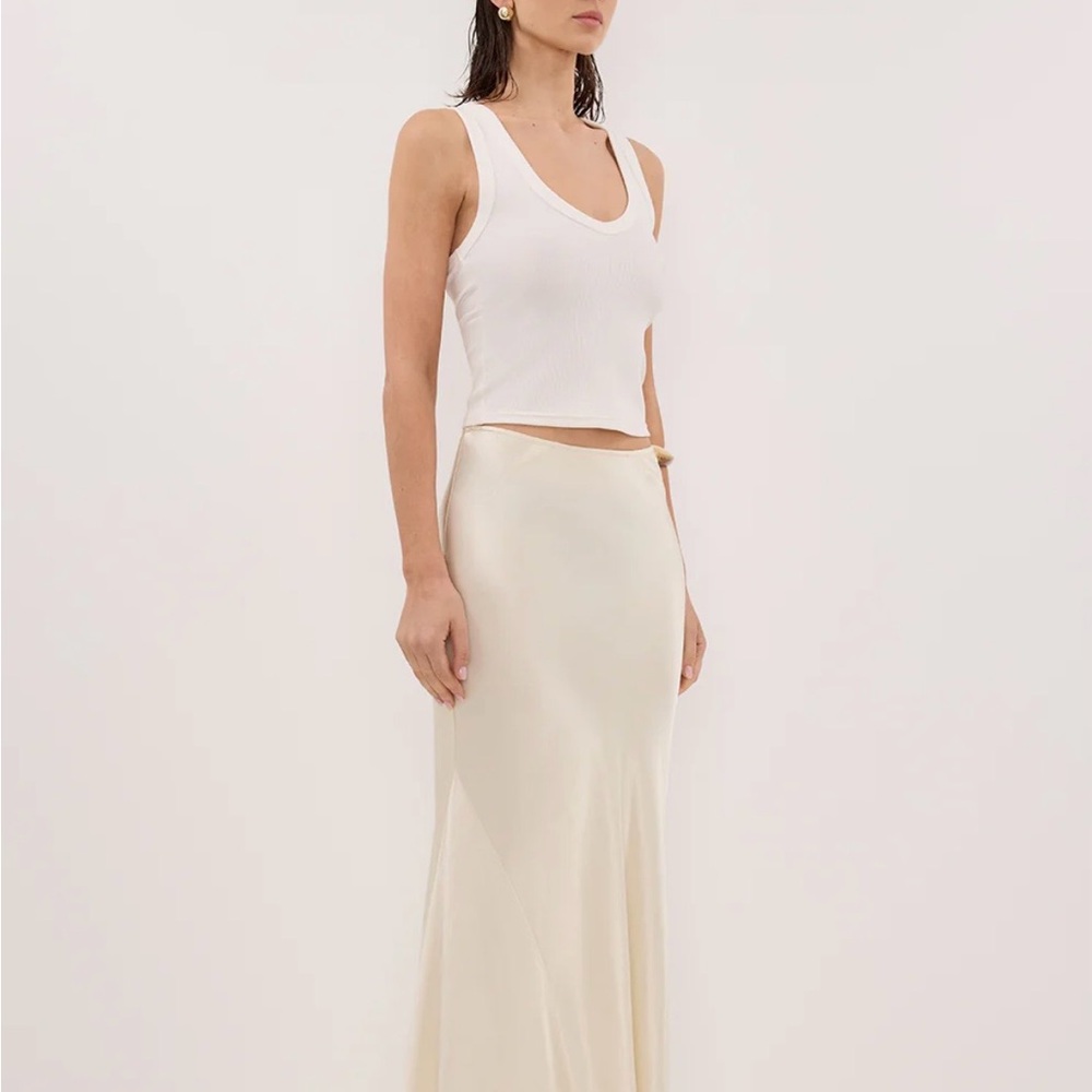 DISSH Charli Cream Satin Maxi Skirt
